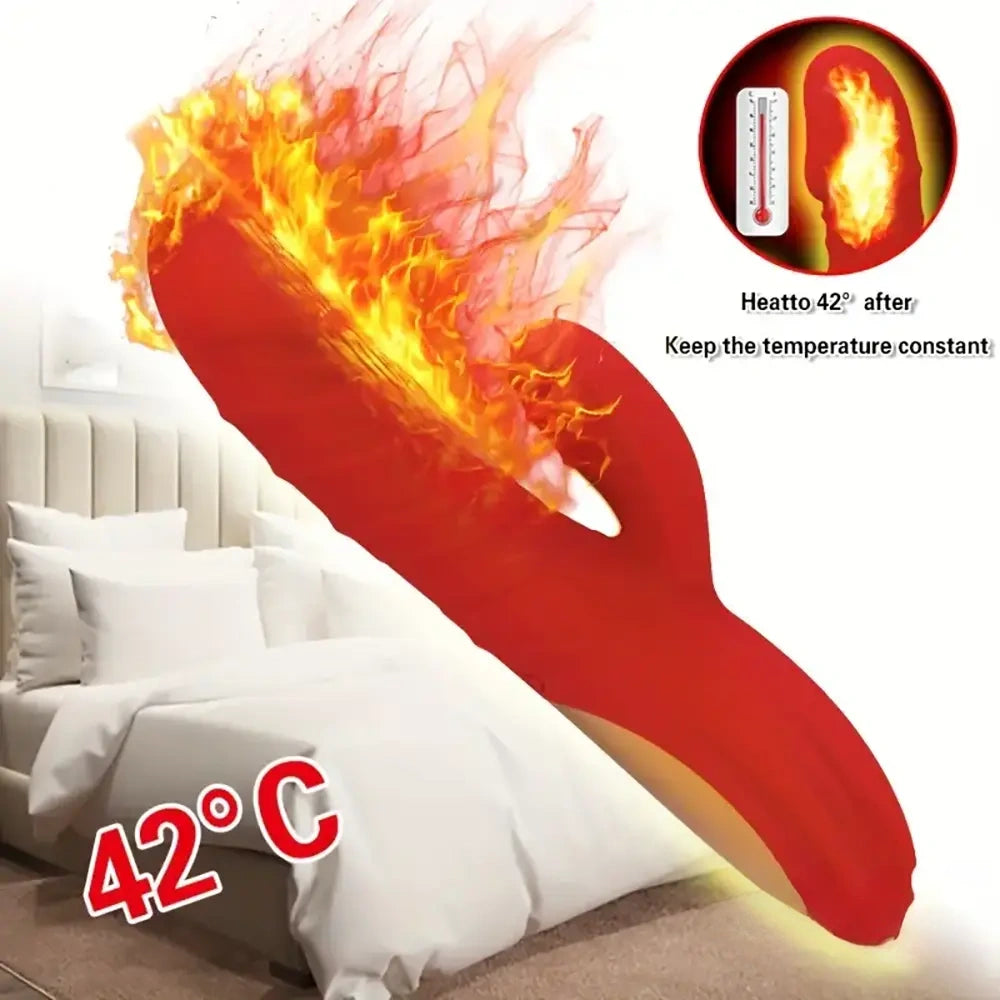 8.8in Heating Vibrating Soft Silicone Dildo Vibrator For Adult Women