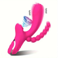 8.8in Sucking Vibrating Dual Penetration Auto Big Dildo With Anal Beads
