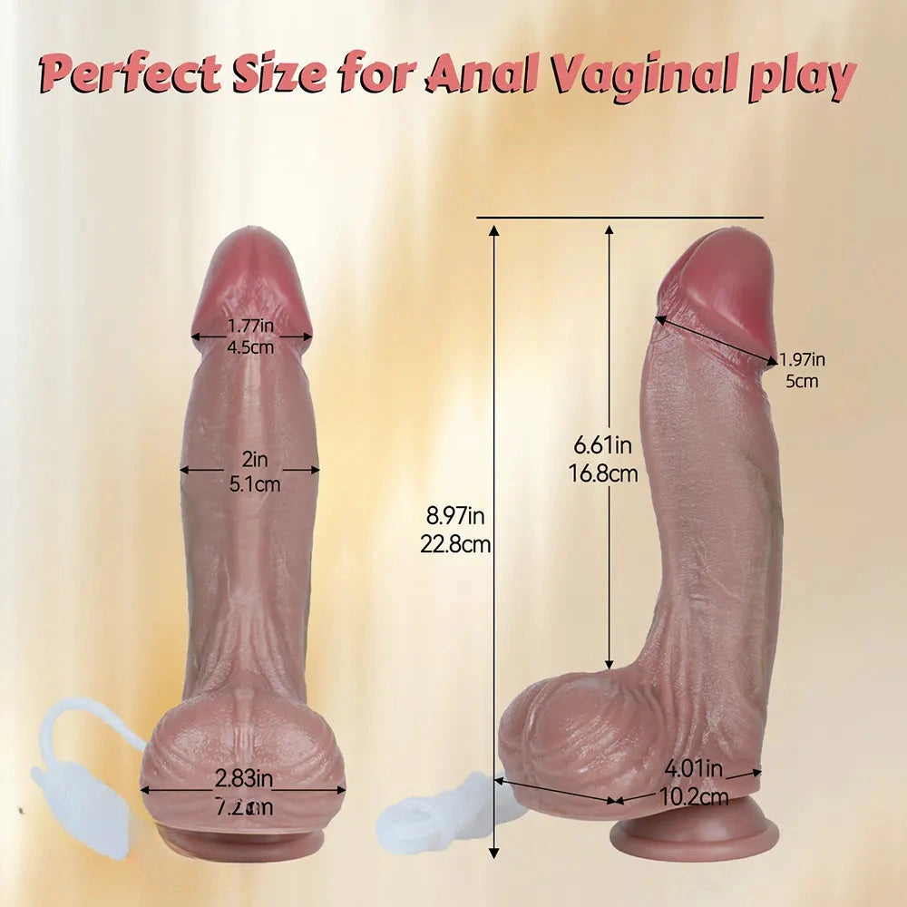 8.97in Curved Realistic Silicone Strap on Ejaculating Dildo Female Masturbator
