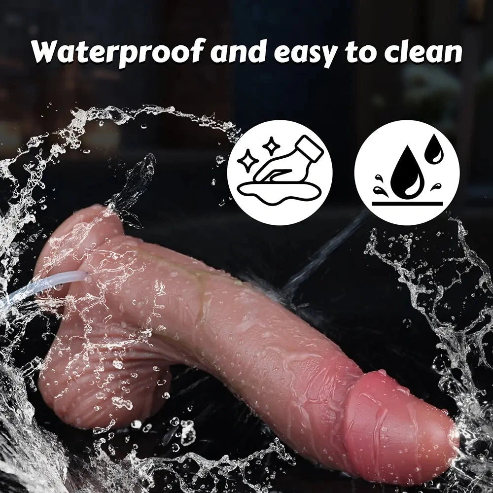 8.97in Curved Realistic Silicone Strap on Ejaculating Dildo Female Masturbator