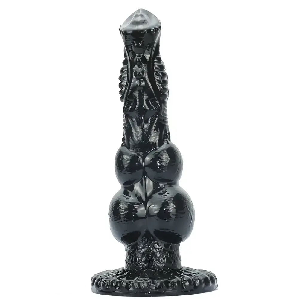 8.97in Dog Knot Black PVC Hands-Free Dildo For G-Spot Stimulation