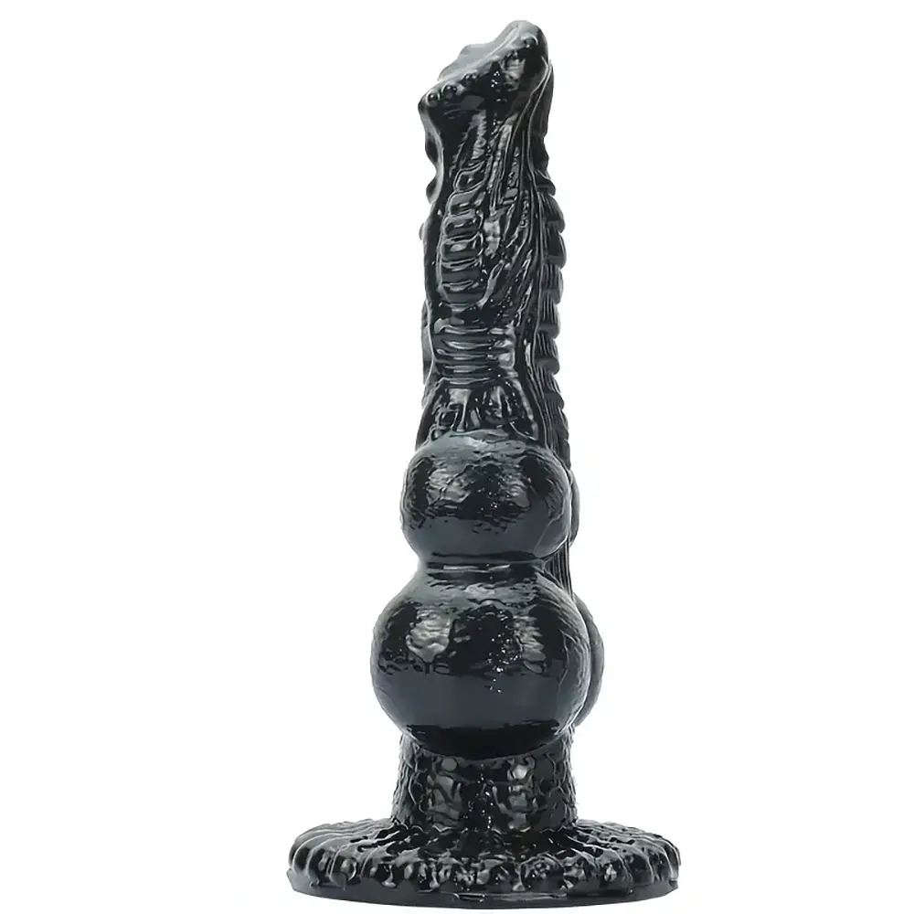 8.97in Dog Knot Black PVC Hands-Free Dildo For G-Spot Stimulation