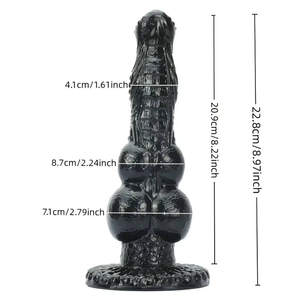 8.97in Dog Knot Black PVC Hands-Free Dildo For G-Spot Stimulation
