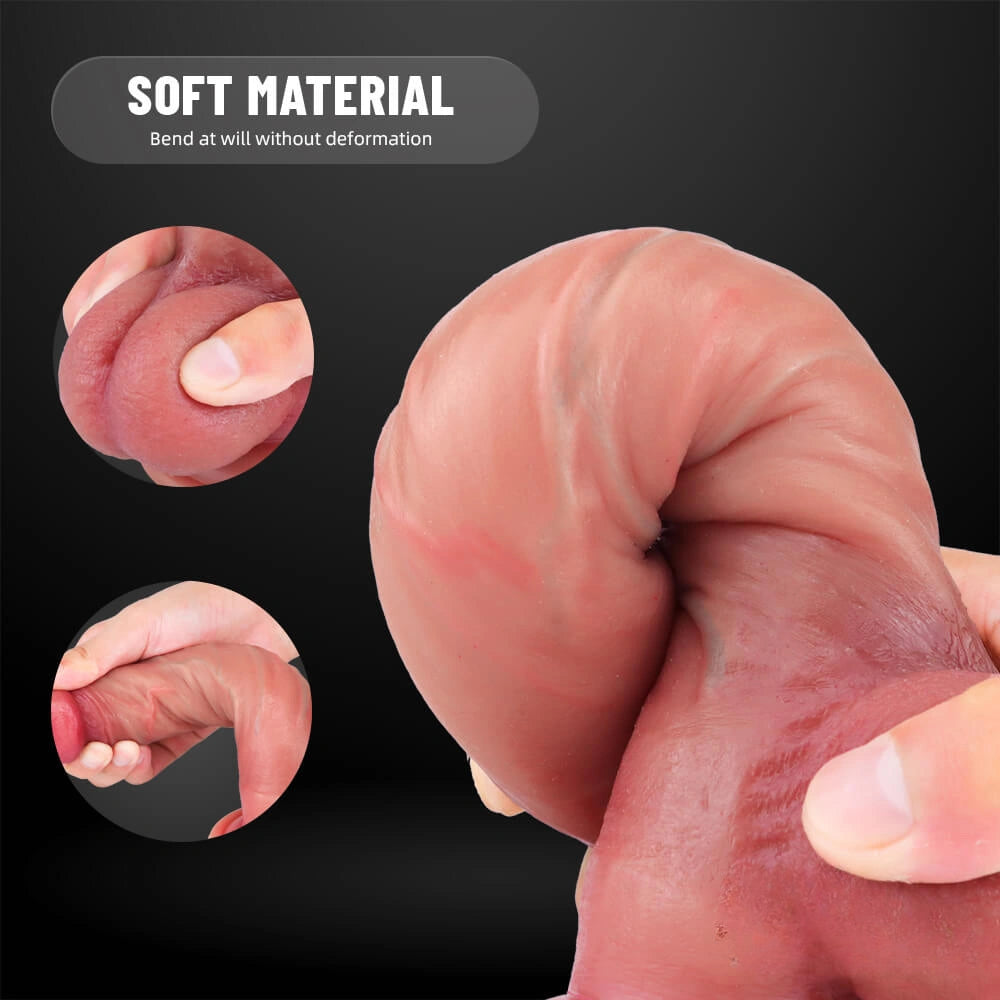 8.97in Human Penis Soft Silicone Simulation Real Touching Dildo