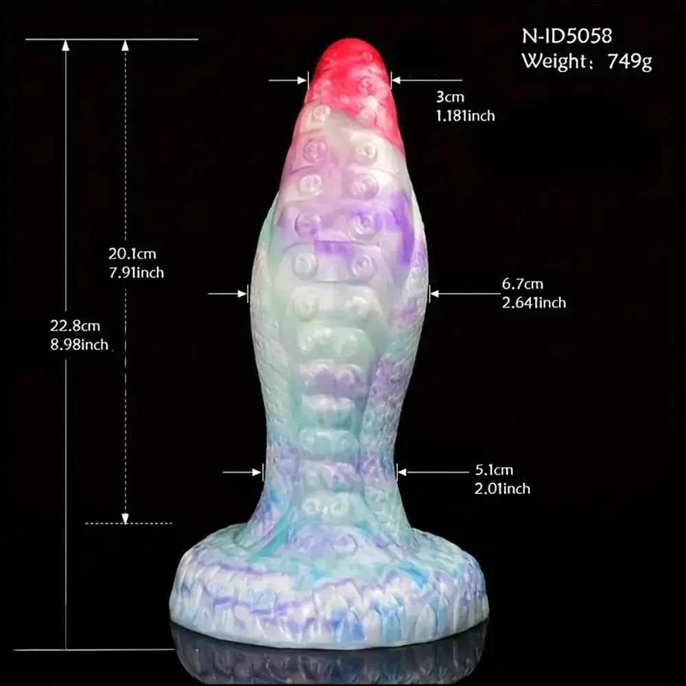 8.98in Dragon Octopus Tentacle Liquid Silicone Soft Big Fat Dildo