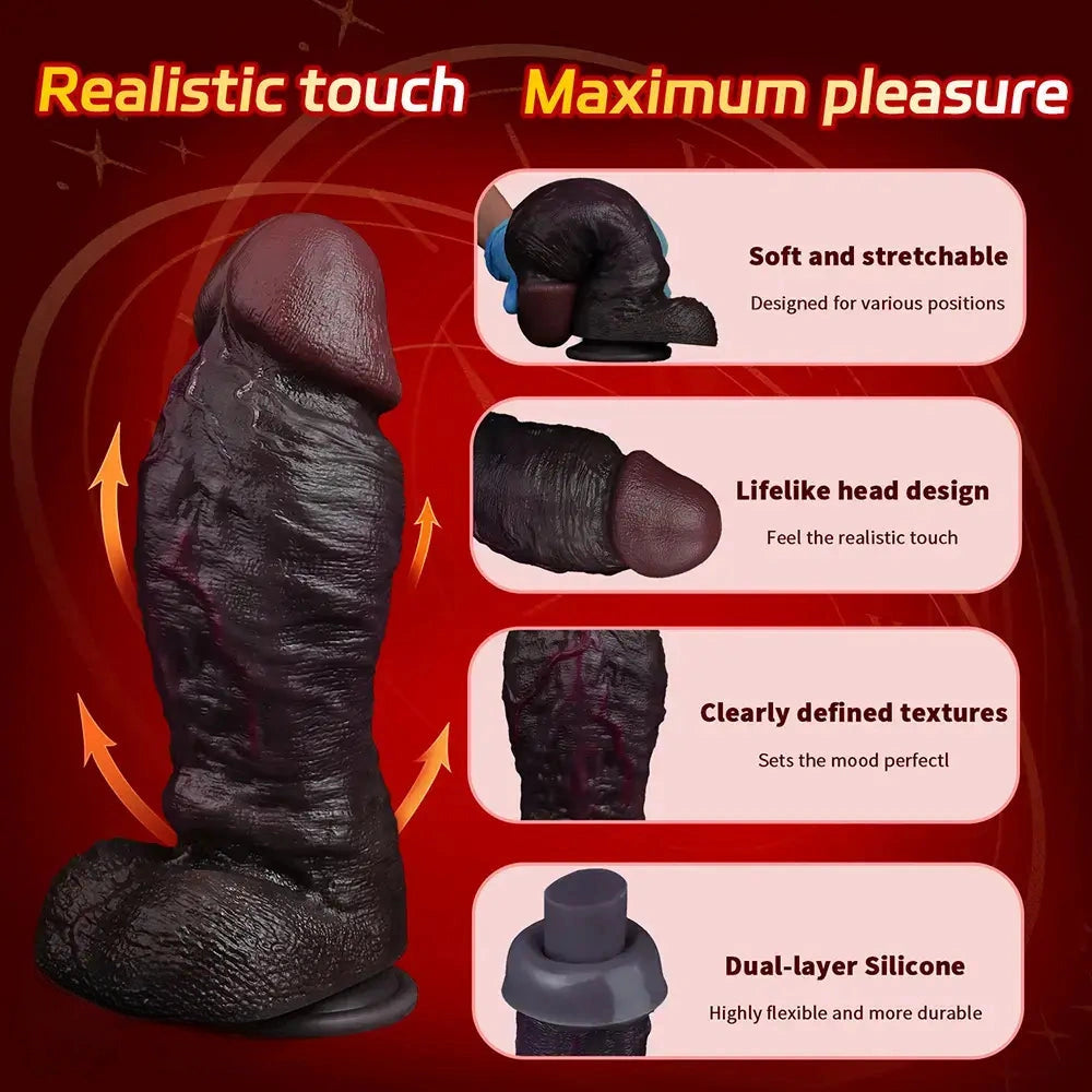 8.98in Real Feel Dual Density Silicone Soft Real Dildo Hands-Free Design