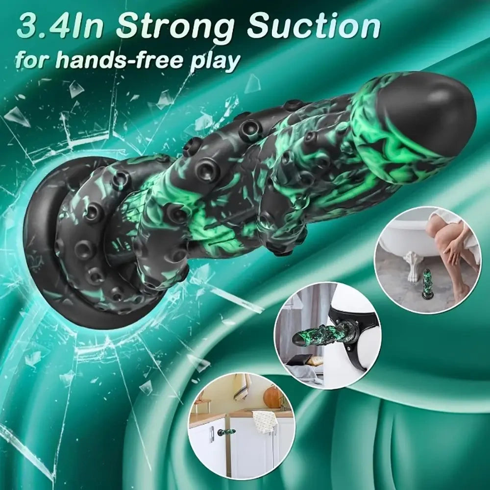 8.9in Dragon Tentacle Monster 2 Big O Design Silicone Soft Dildo For Clit