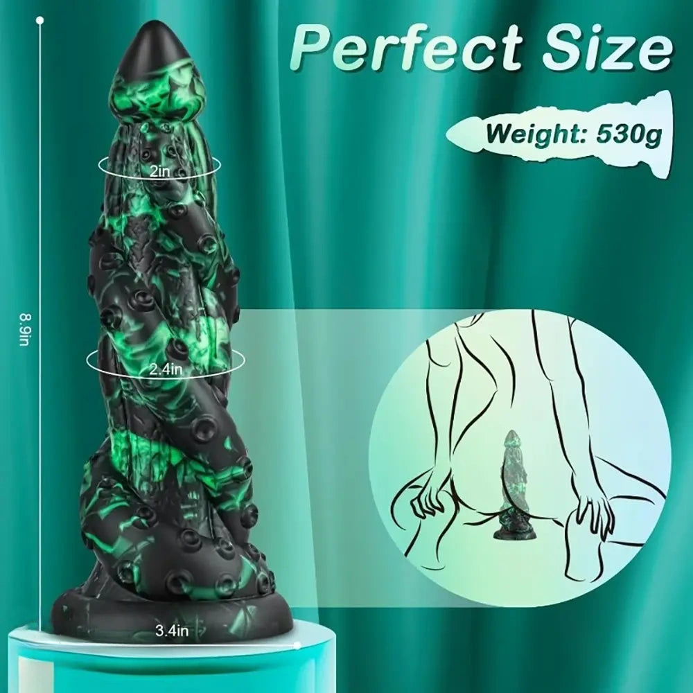 8.9in Dragon Tentacle Monster 2 Big O Design Silicone Soft Dildo For Clit