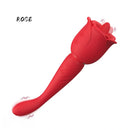 8.9in Licking Vibrating 2in1 Tongue Vibrating Dildo Rose Sex Toy