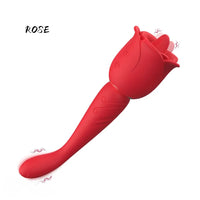 8.9in Licking Vibrating 2in1 Tongue Vibrating Dildo Rose Sex Toy