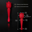 8.9in Licking Vibrating 2in1 Tongue Vibrating Dildo Rose Sex Toy
