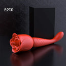8.9in Licking Vibrating 2in1 Tongue Vibrating Dildo Rose Sex Toy