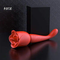 8.9in Licking Vibrating 2in1 Tongue Vibrating Dildo Rose Sex Toy