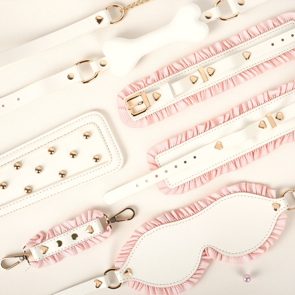 BDSM Lace Maid Leather Bondage Kit Flirting Sex Tool 6PCS