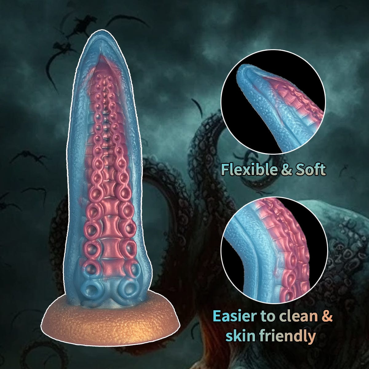 Ocean Blue Octopus Tentacle Silicone Anal Dilator Fantasy Dildo