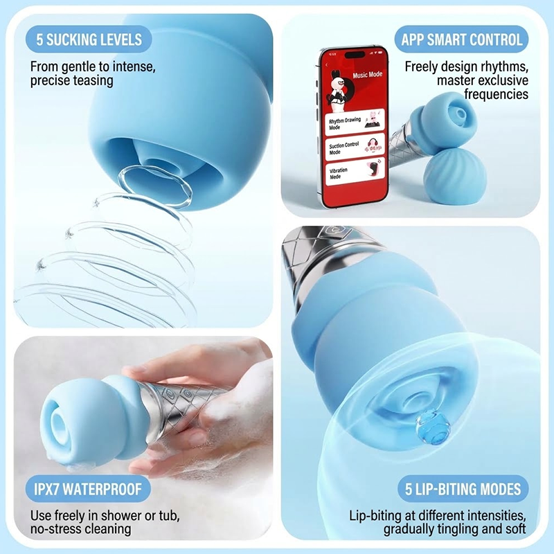 KISSTOY Sweet Kiss Ice Cream Dual-Zone Clitoral Suction & Nibbling Massager