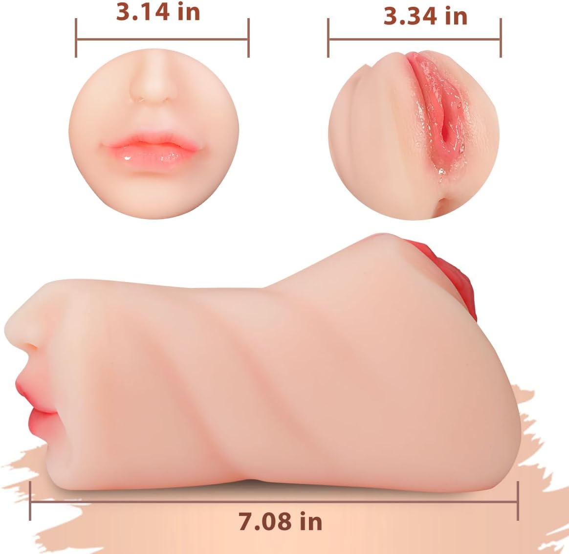 1.43Lb 3-in-1 Pocket Pussy Vagina and Tight Anus Deep Throat Oral Male Stroker