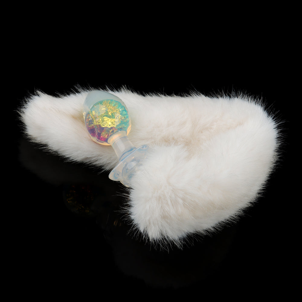 Woven Light Aurora Crystal Silicone Anal Plug with Sculpted Petal Base