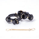 BDSM Rhinestone Bow - Shaped PU Leather SM Handcuffs With Chain