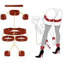 BDSM Kit PU Leather Handcuffs and Legcuffs Gold Chain Bondage DIY SM Sex Toys