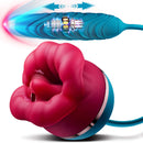 Big Mouth 3in1 Rose shaped Vibrator With 9 Tongue Licking & 6 Thrusting G Spot Dildo
