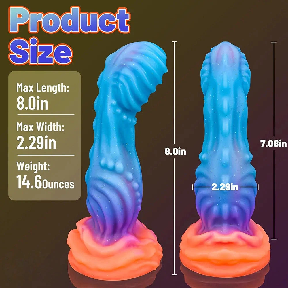 8in Luminous Fantasy Silicone Soft Big Dildo Manual Climax Bed Cock Toy