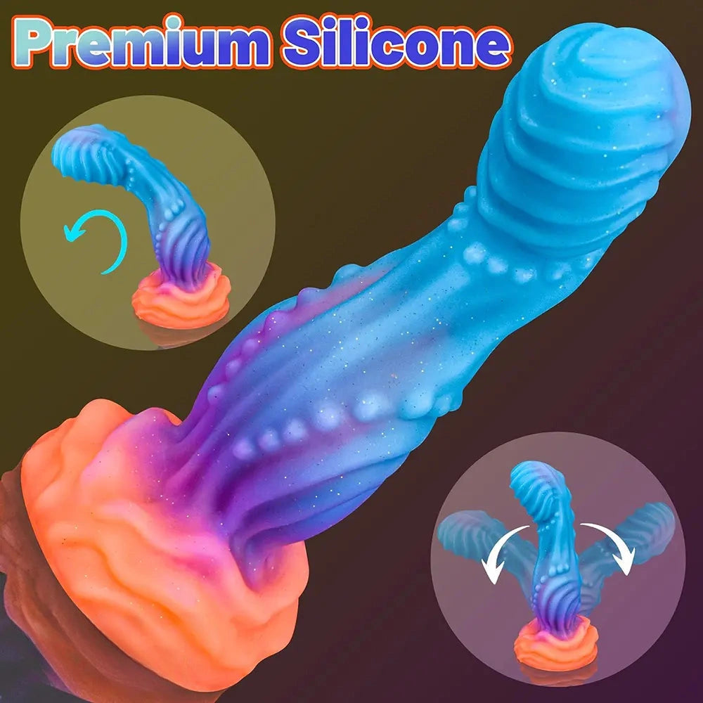8in Luminous Fantasy Silicone Soft Big Dildo Manual Climax Bed Cock Toy