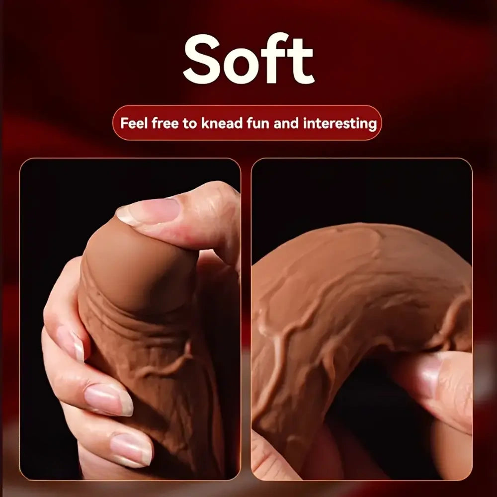 8in Realistic Texture Liquid Silicone Dildo Soft Elastic Cock Sex Toy