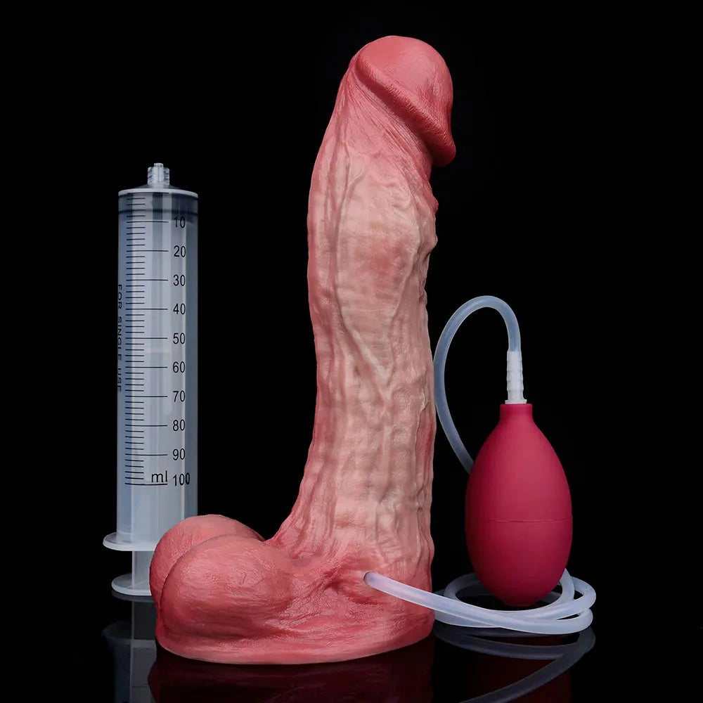 9.02in Realistic Penis Texture Dual Density Silicone Ejaculating Dildo