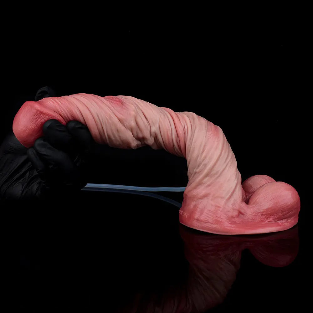 9.02in Realistic Penis Texture Dual Density Silicone Ejaculating Dildo