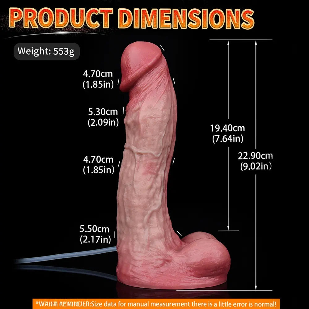 9.02in Realistic Penis Texture Dual Density Silicone Ejaculating Dildo