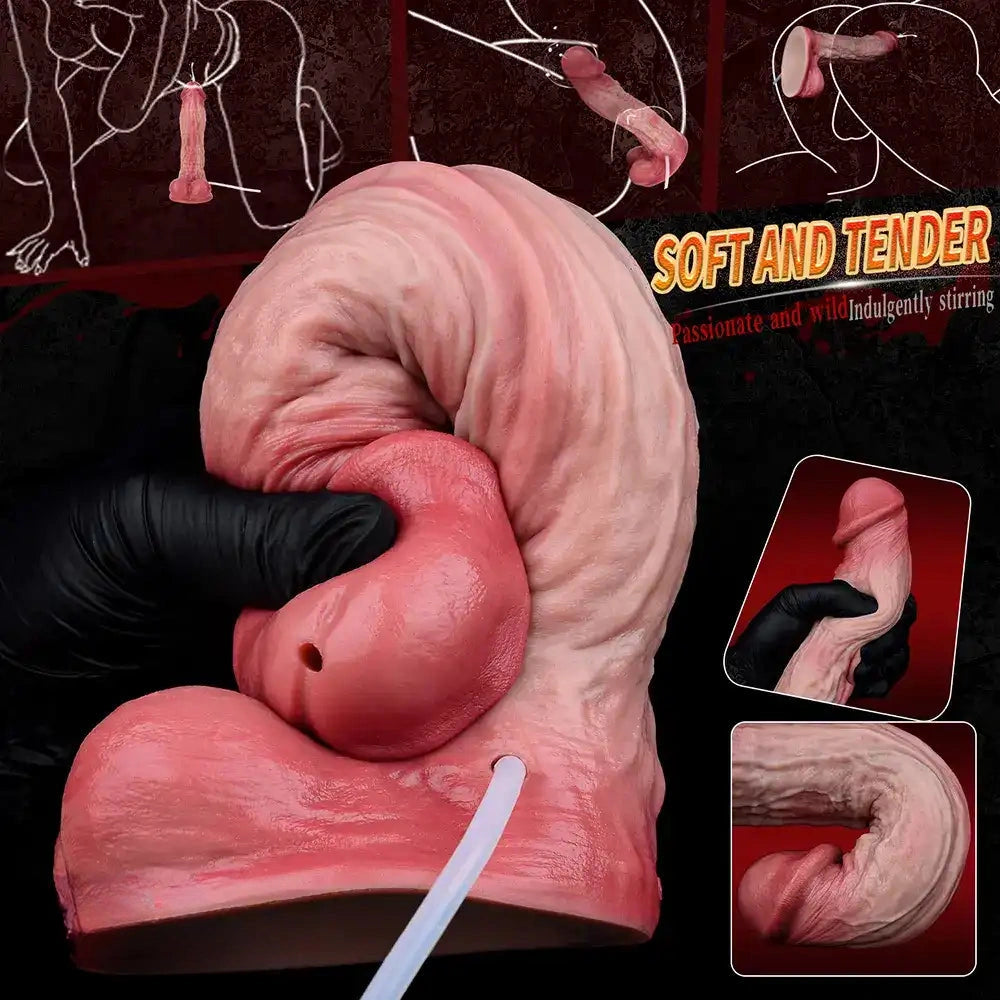 9.02in Realistic Penis Texture Dual Density Silicone Ejaculating Dildo