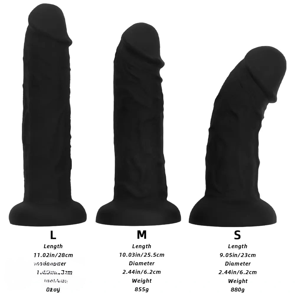 9.05in 10.03in 11.02in Thick Eggless Silicone Penis Dildo Adult Sex Toy