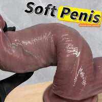 9.05in 10.23in 11.41in Strap on Realistic Soft Dildo Penis Masturbator For Adults