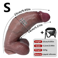 9.05in 10.23in 11.41in Strap on Realistic Soft Dildo Penis Masturbator For Adults