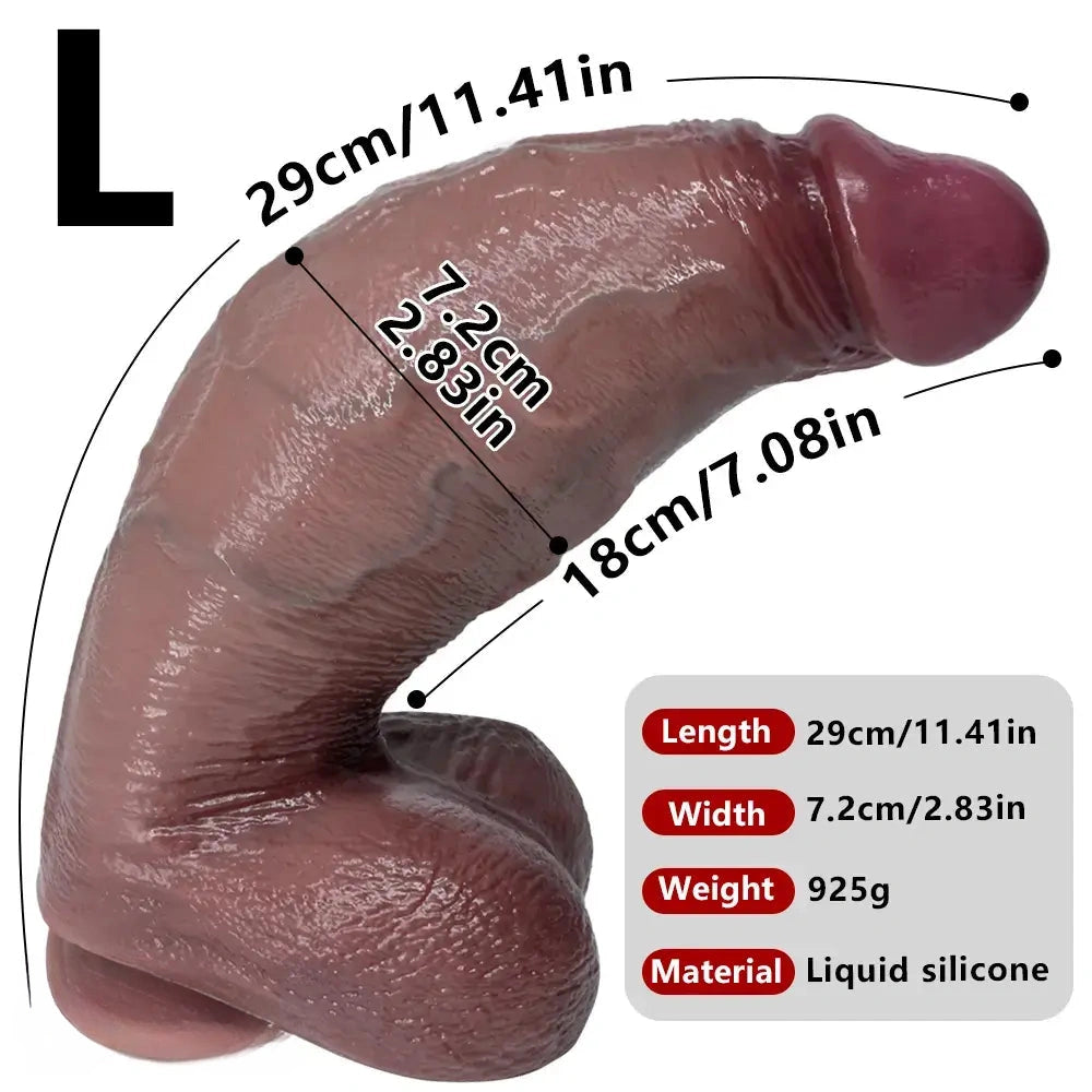 9.05in 10.23in 11.41in Strap on Realistic Soft Dildo Penis Masturbator For Adults