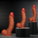 9.05in 10.23in 11.81in Oversized Curved Mushroom Head Silicone Dildo
