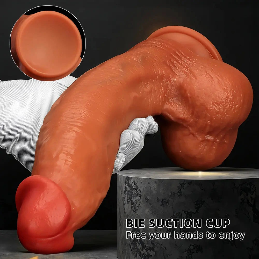 9.05in 10.23in 11.81in Oversized Curved Mushroom Head Silicone Dildo