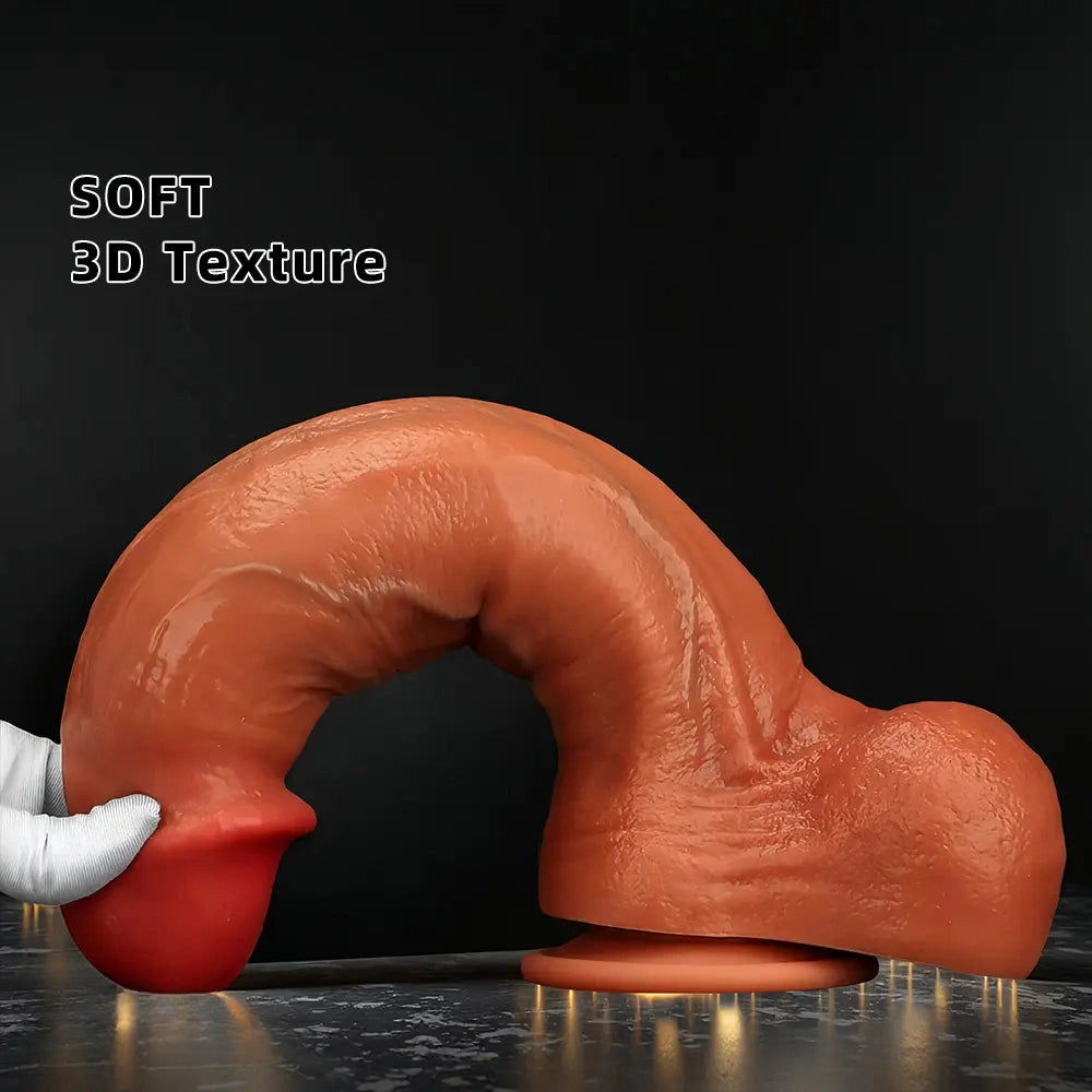 9.05in 10.23in 11.81in Oversized Curved Mushroom Head Silicone Dildo