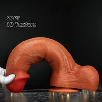 9.05in 10.23in 11.81in Oversized Curved Mushroom Head Silicone Dildo