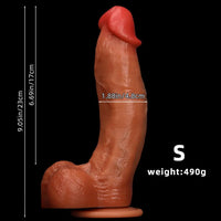 9.05in 10.23in 11.81in Oversized Curved Mushroom Head Silicone Dildo