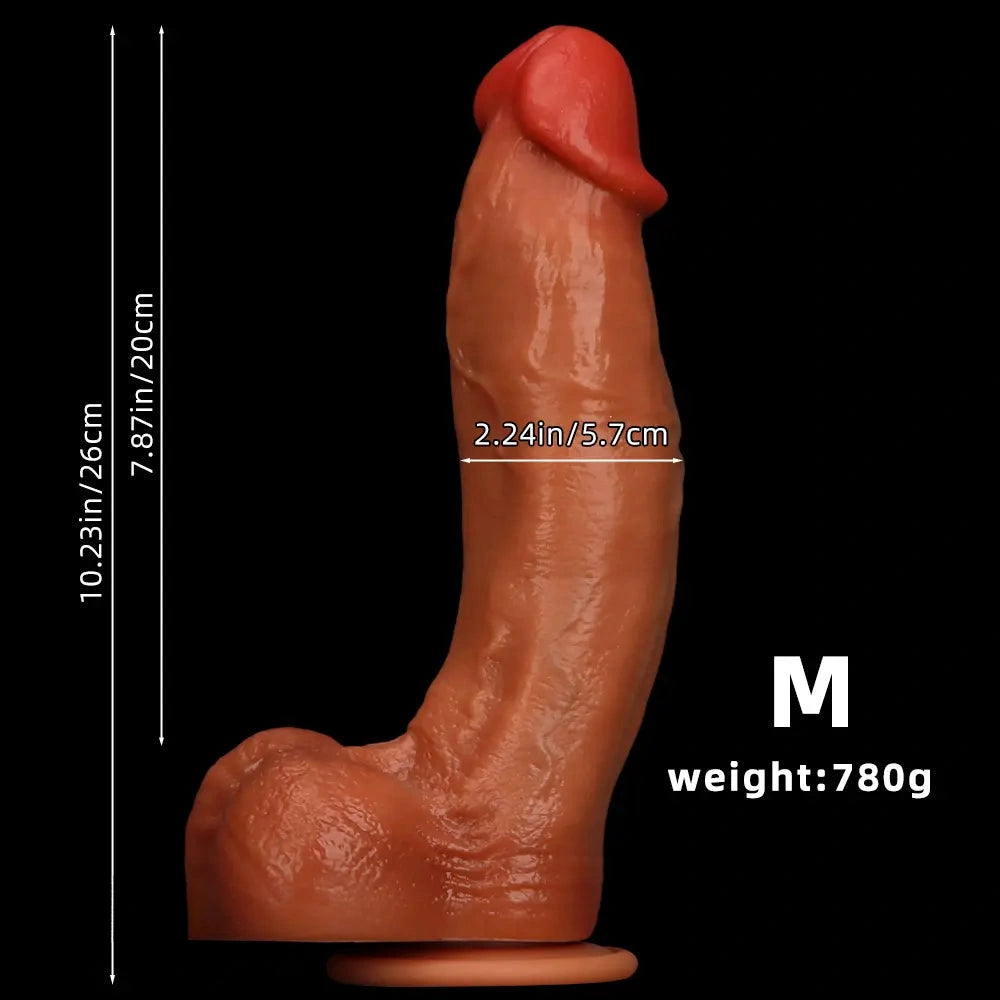 9.05in 10.23in 11.81in Oversized Curved Mushroom Head Silicone Dildo