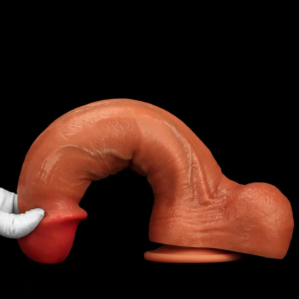 9.05in 10.23in 11.81in Oversized Curved Mushroom Head Silicone Dildo
