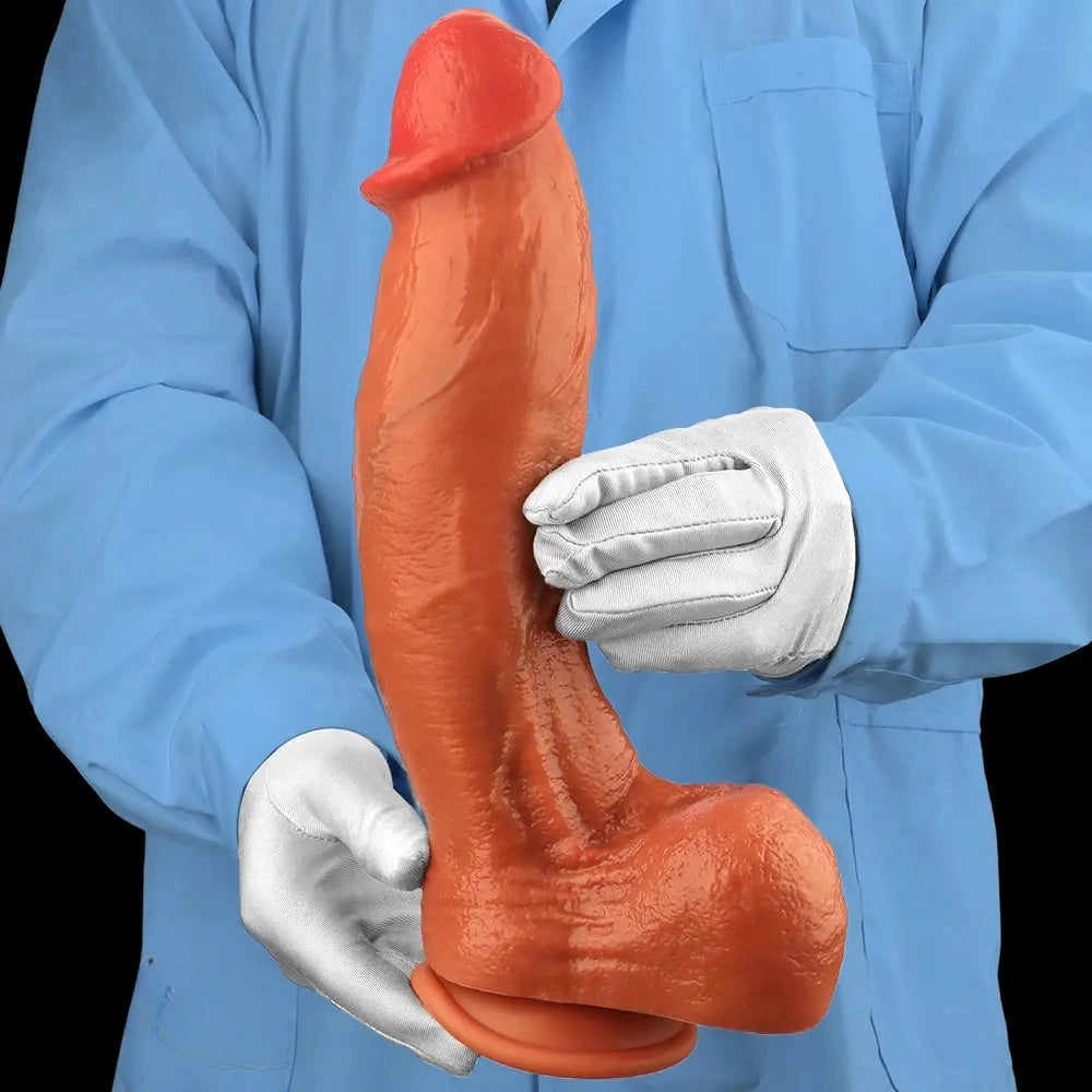 9.05in 10.23in 11.81in Oversized Curved Mushroom Head Silicone Dildo