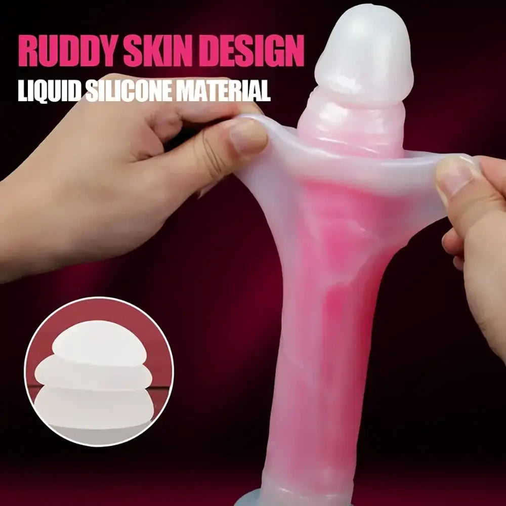 9.05in 10.23in Skin Sliding Foreskin Large Fluorescence Female Dildo