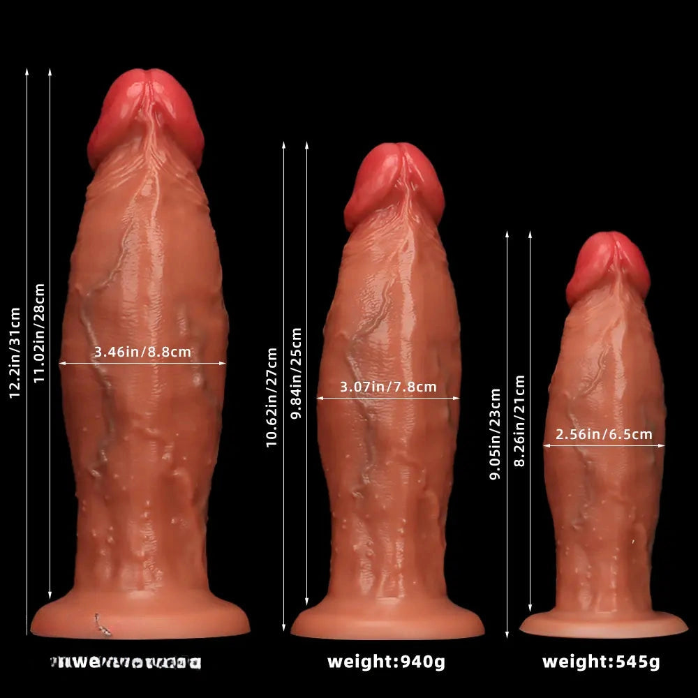 9.05in 10.62in 12.2in Eggless Extra Large Liquid Silicone Simulation Dildo