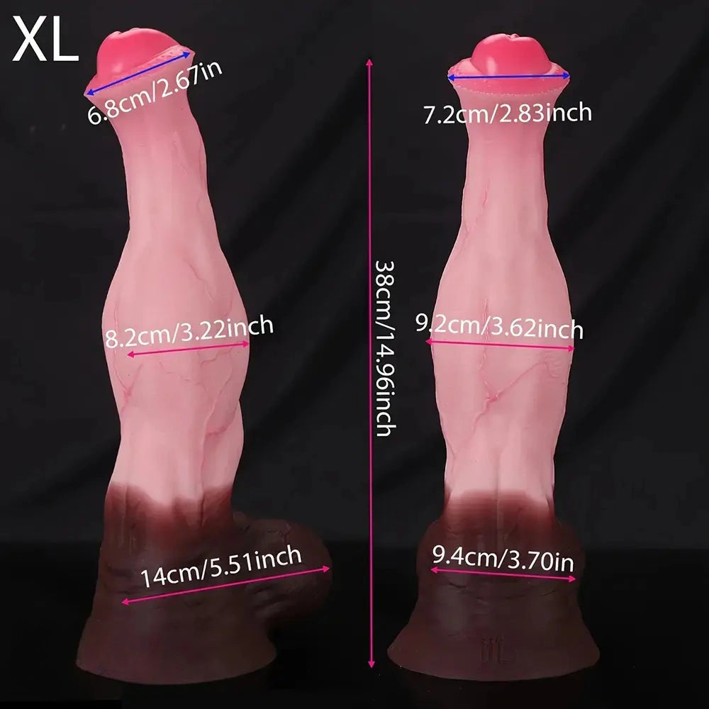 9.05in 10.62in 12.59in 14.96in Horse Knot Cock Dildo Big Silicone Odd Soft Dildo