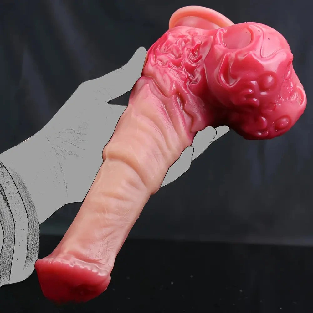 9.05in 10.62in Extra Large Horse Dildo with Pink Corundum & Purple Intestine