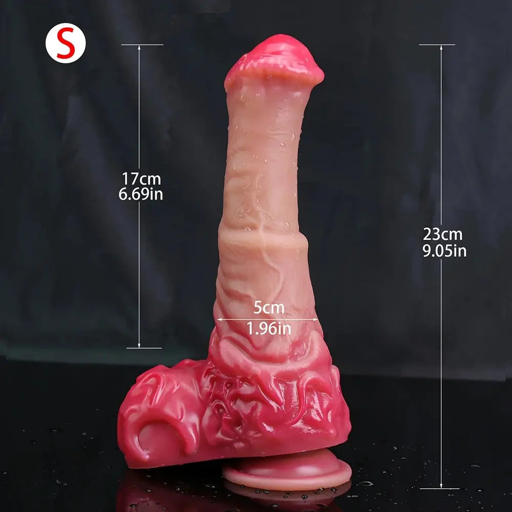 9.05in 10.62in Extra Large Horse Dildo with Pink Corundum & Purple Intestine