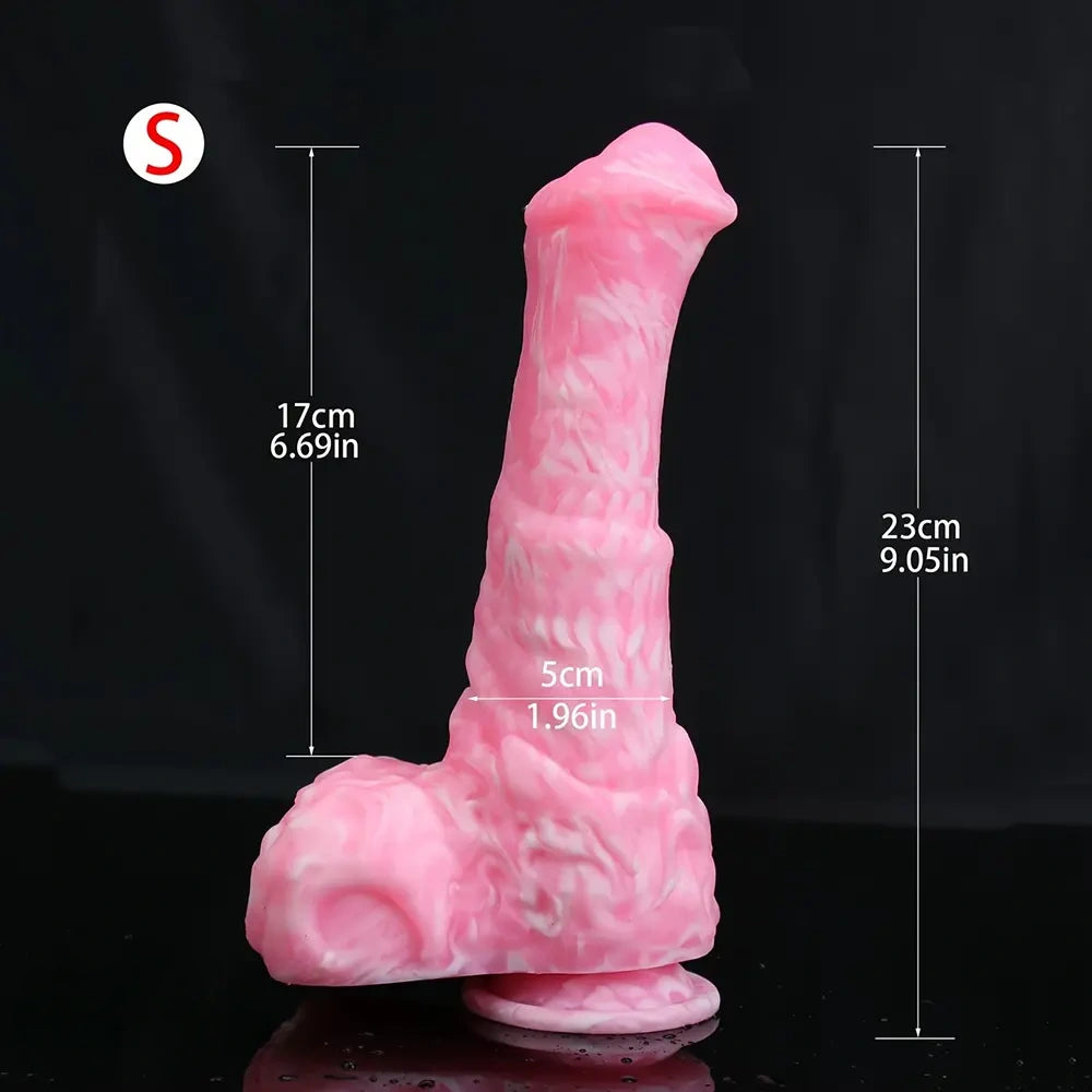 9.05in 10.62in Extra Large Horse Dildo with Pink Corundum & Purple Intestine